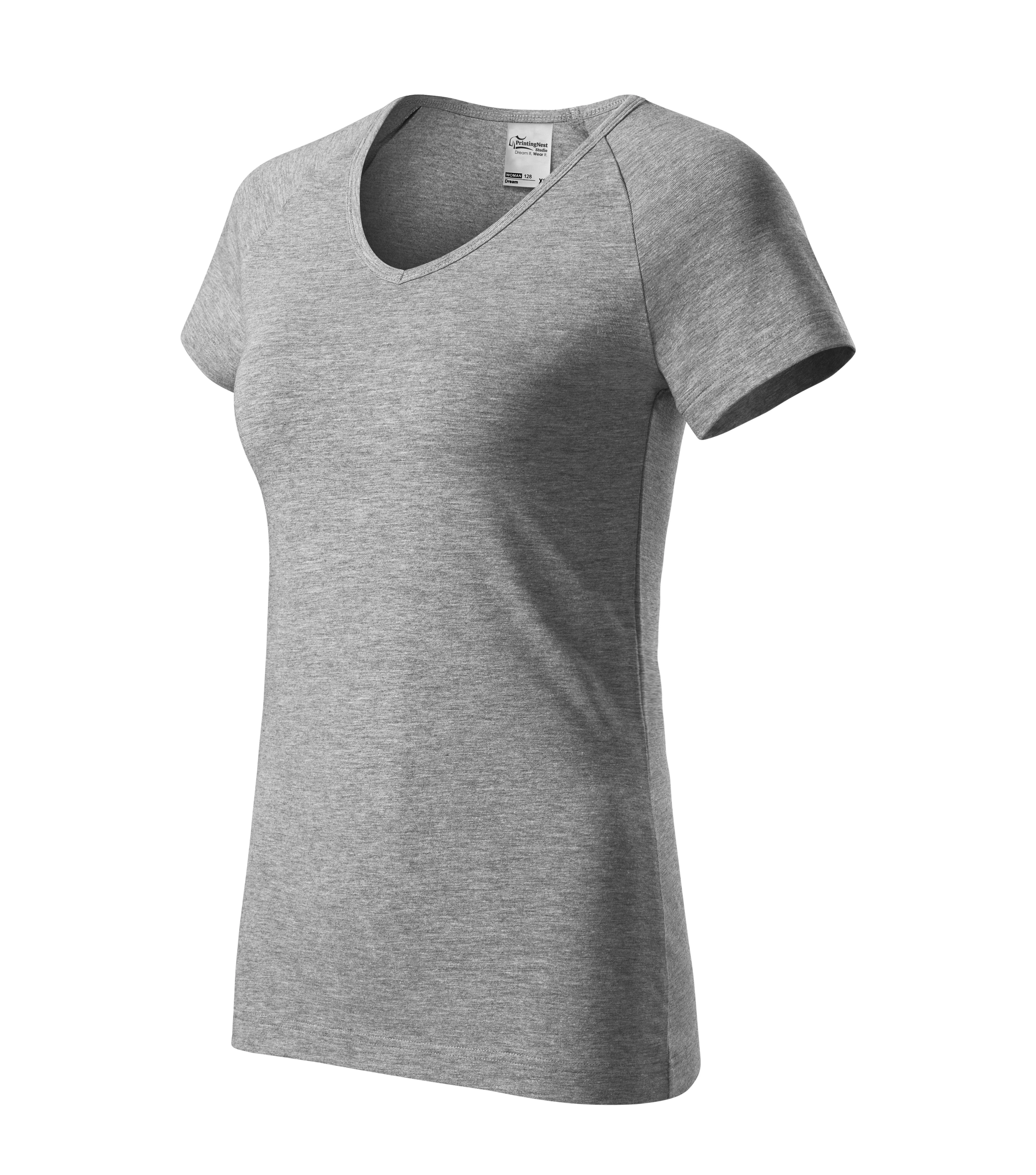 Solar Bloom - T-shirt women‘s 95% cotton 5% elastane - 128, dark gray melange, size XS