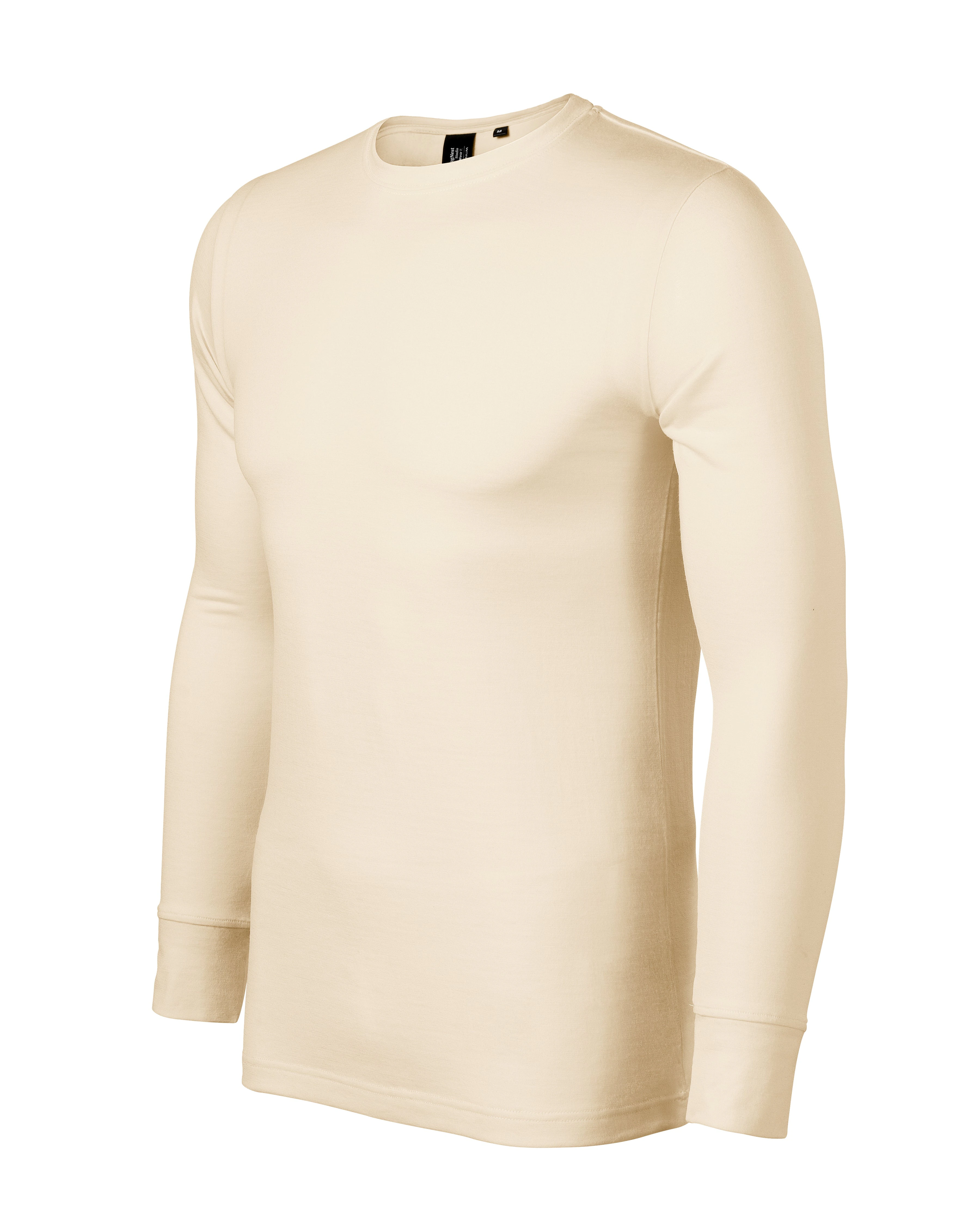 Steel Haven - T-shirt men's 100% MERINO wool (long sleeve) - 159, almond, size S