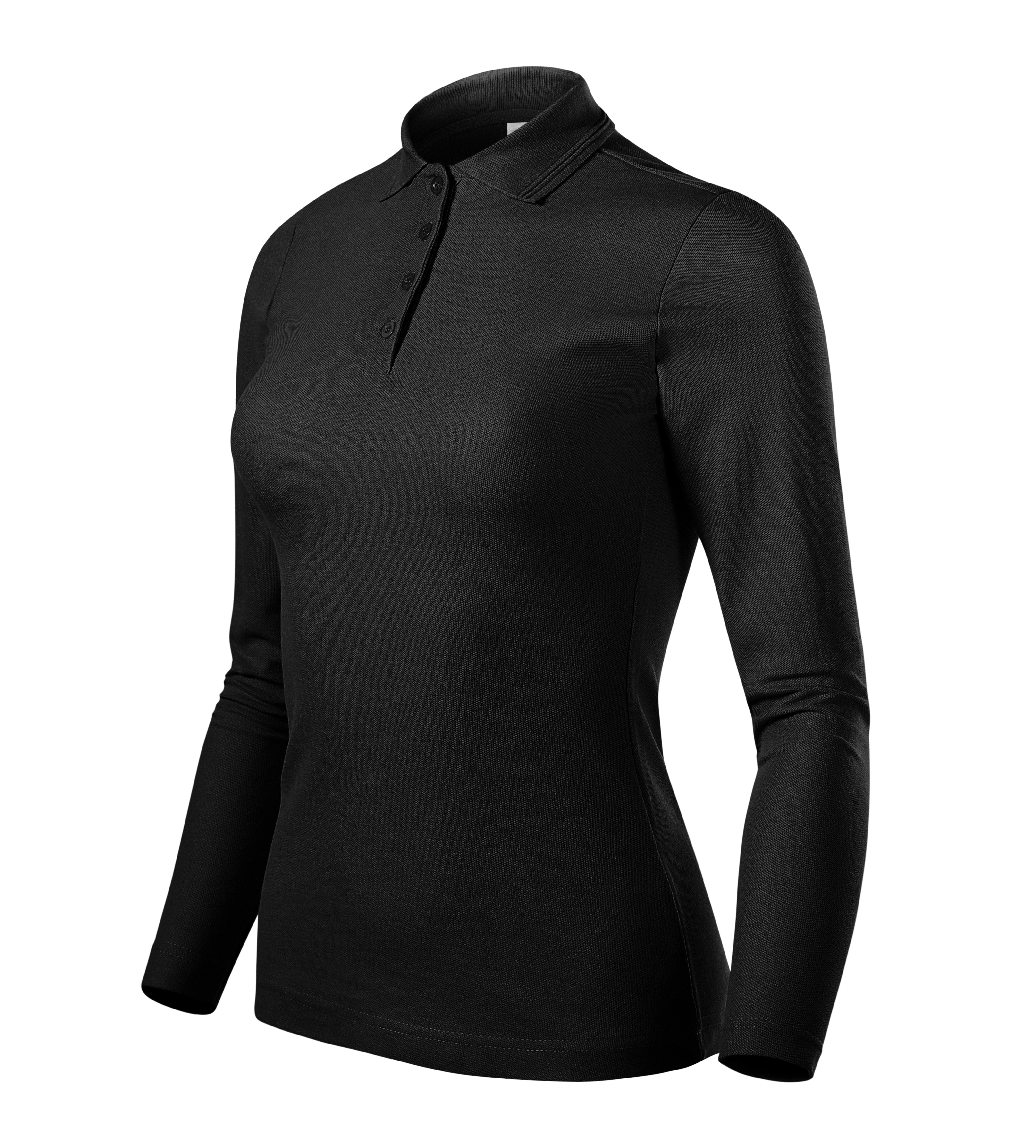 Coralia - Polo shirt women's 65% cotton 35% polyester (long sleeve) - 231, black, size XS