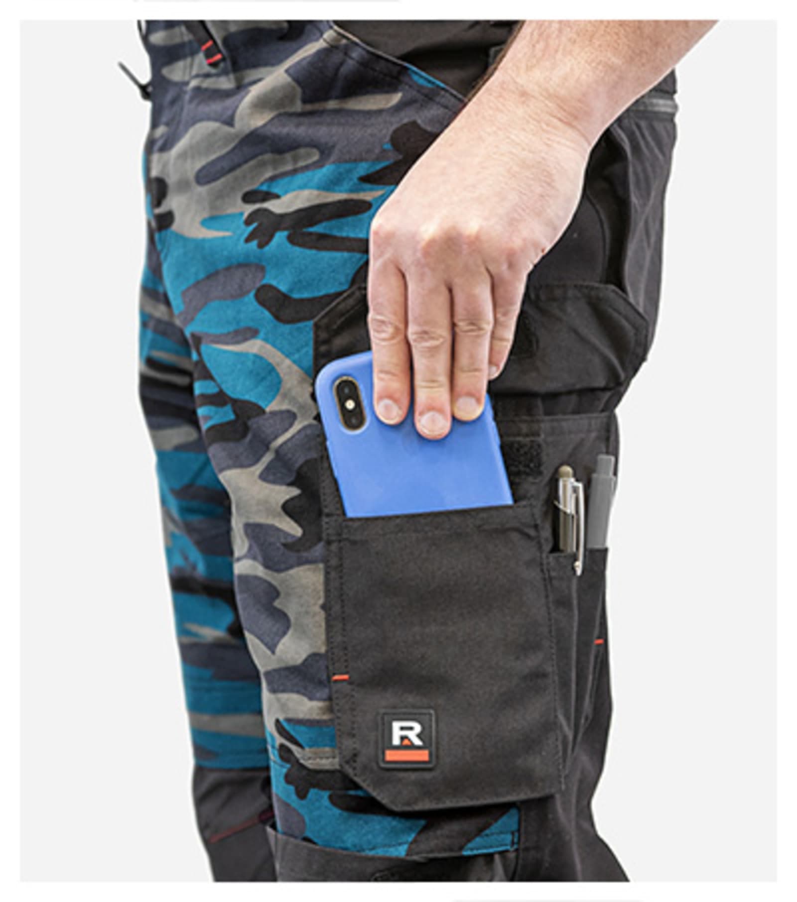 Amber Peak - Work Trousers men's 65% polyester, 35% cotton - W09 in camouflage petrol