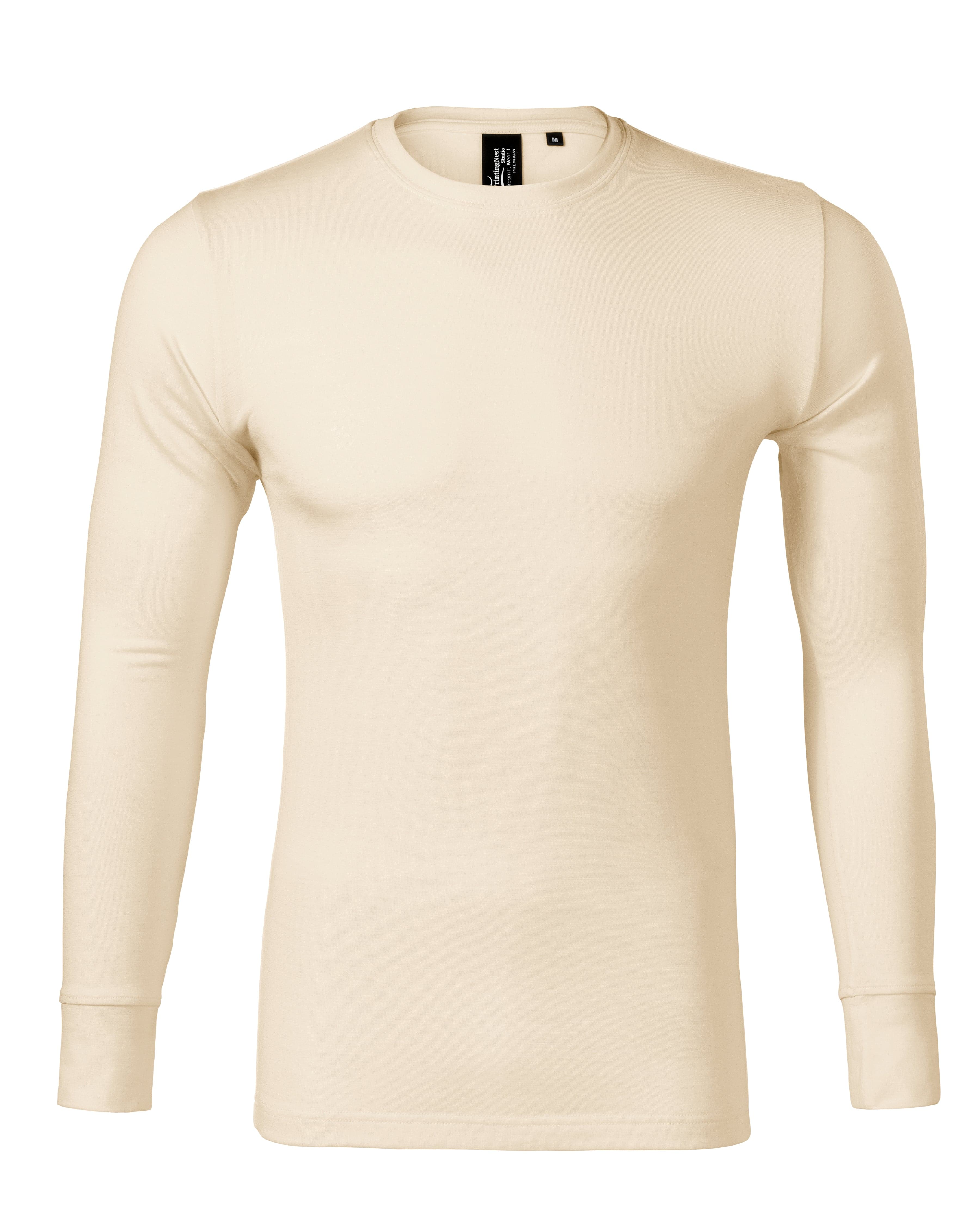 Steel Haven - T-shirt men's 100% MERINO wool (long sleeve) - 159 in Almond