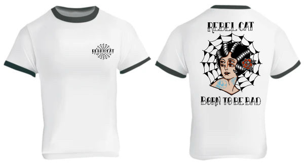 SC61168 - Koszulka męska Ringer (REBEL CAT - Urodzony, by być złym)